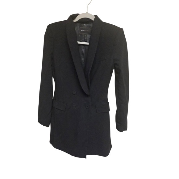 BCBGMAXAZRIA Womens Black Double Breasted Blazer Jacket Career Workwear - Picture 1 of 6